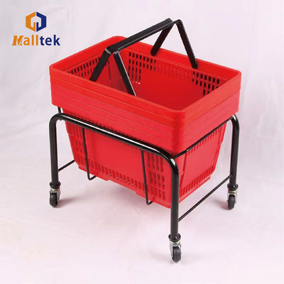 Black Or Silver Shopping Basket Holder With Four-wheel 2" Caster