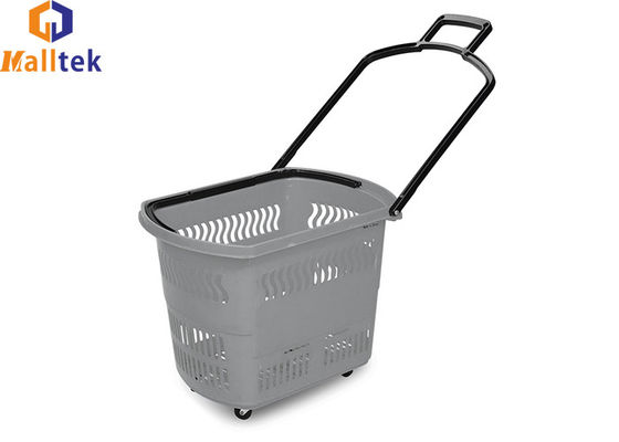 Double ABS Handle Rolling Grocery Basket With 4 TPR Wheels