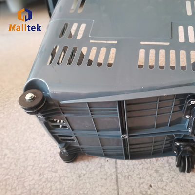 Handle Rolling Shopping Baskets With PU Wheels For Supermarket