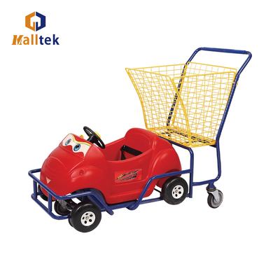 Cute Plastic Children Supermarket Shopping Trolley With Basket